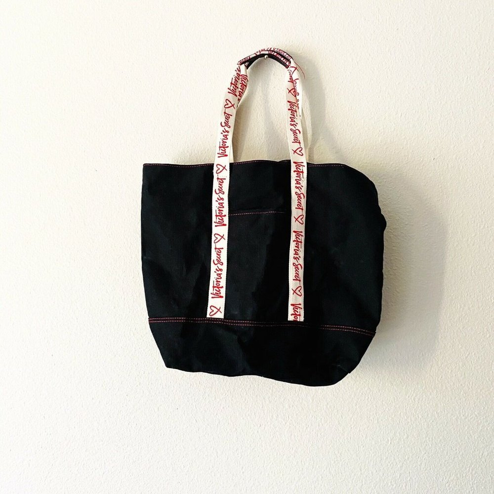 Victorias Secret Black Tote Bag White And Red